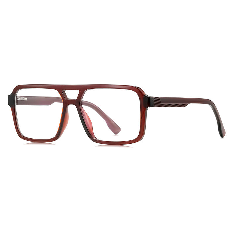 Double Bridge Navigator Blue Light Blocking Glasses in Wine Red & Burgundy