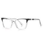 Colorblock Pyramid Stud Cat Eye Blue Light Blocking Glasses in Clear with Black Wingtips