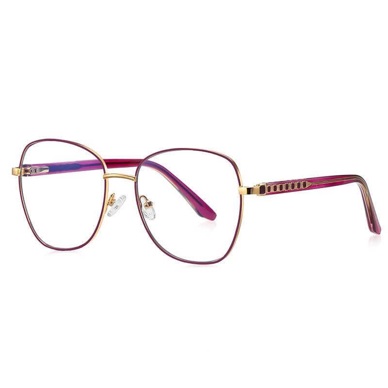 Ladder Temple Square Spring Hinge Blue Light Blocking Glasses in Scarlet Red with Gold Bridge