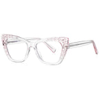 Clover Cutwork Cat Eye Blue Light Blocking Glasses in Crystal Clear