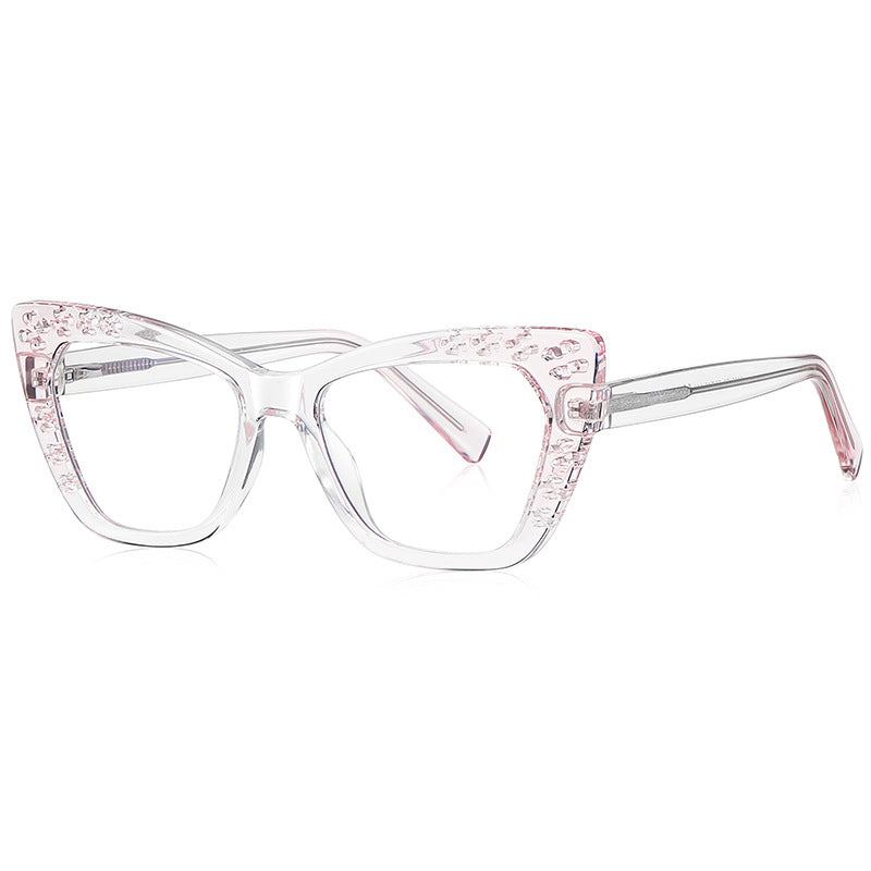 Clover Cutwork Cat Eye Blue Light Blocking Glasses in Crystal Clear