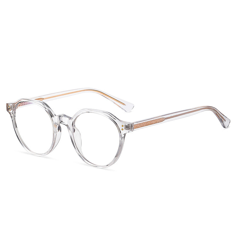 Sculpted Round Blue Light Blocking Glasses in Crystal Clear