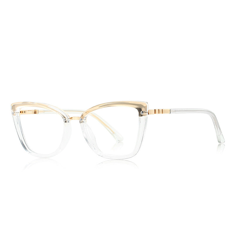 Gold Arch Bridge Cat Eye Blue Light Blocking Glasses in Crystal Clear