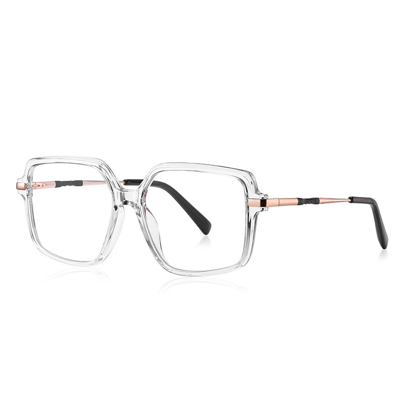Knotted Temple Square Blue Light Blocking Glasses in Crystal Clear