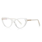 Gold Bar Temple Cat Eye Blue Light Blocking Glasses in Crystal Clear & Gold