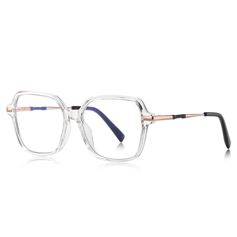 Geometric Square Blue Light Blocking Glasses in Crystal Clear