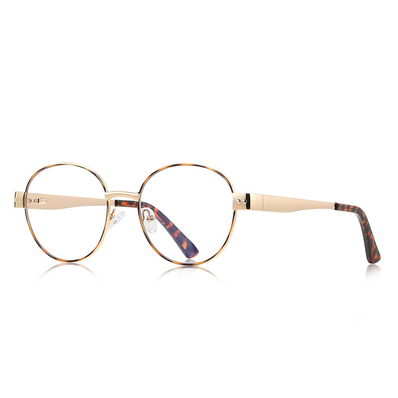 Accent Block Metal Round Blue Light Blocking Glasses in Gold & Tortoiseshell