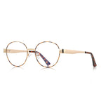 Accent Block Metal Round Blue Light Blocking Glasses in Gold & Tortoiseshell