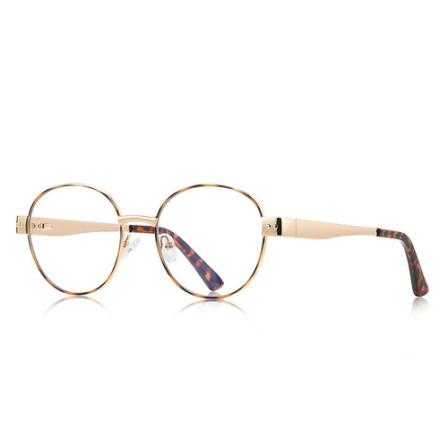 Accent Block Metal Round Blue Light Blocking Glasses in Gold & Tortoiseshell