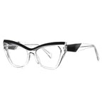 Two-Tone V-Brow Cat Eye Blue Light Blocking Glasses in Crystal Clear & Black