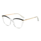 Browline Cat Eye Blue Light Blocking Glasses in Crystal Clear with Black Brow
