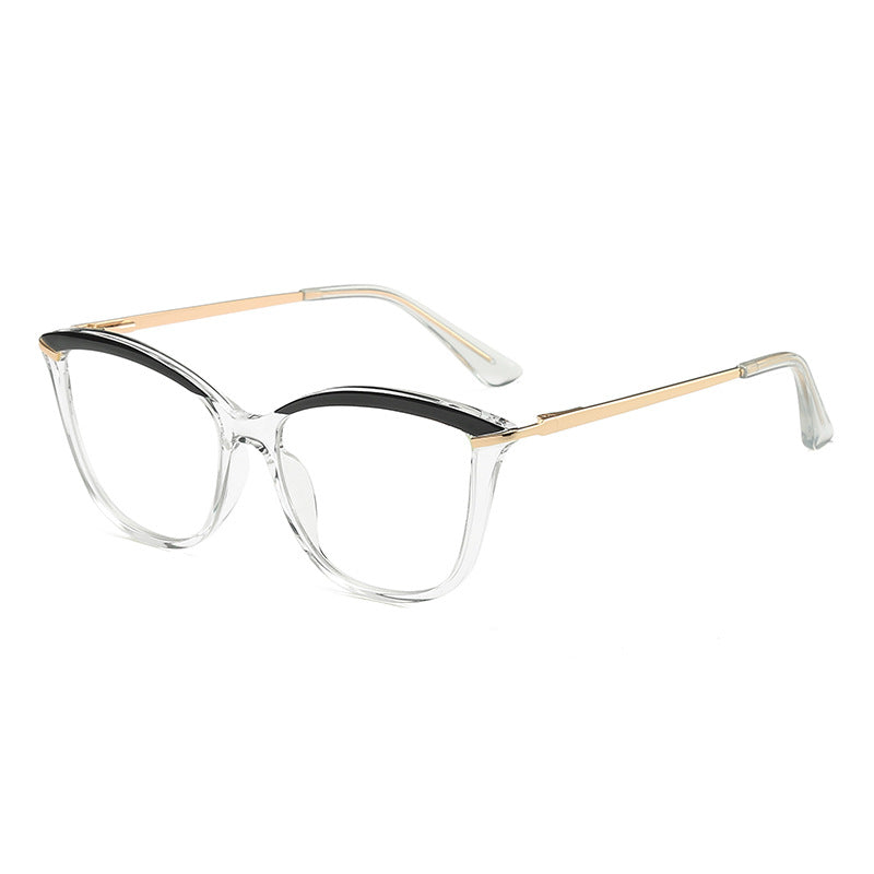 Browline Cat Eye Blue Light Blocking Glasses in Crystal Clear with Black Brow