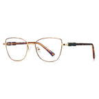 Beaded Temple Square Blue Light Blocking Glasses in Gold with Tortoiseshell Enamel Rim