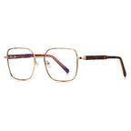 Block Link Metal Square Blue Light Blocking Glasses in Gold with Tortoiseshell Enamel Rim