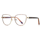 Enamel Trim Cat Eye Blue Light Blocking Glasses in Gold with Tortoiseshell Enamel Rim