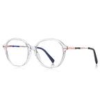 Twisted Temple Round Blue Light Blocking Glasses in Crystal Clear & Gold