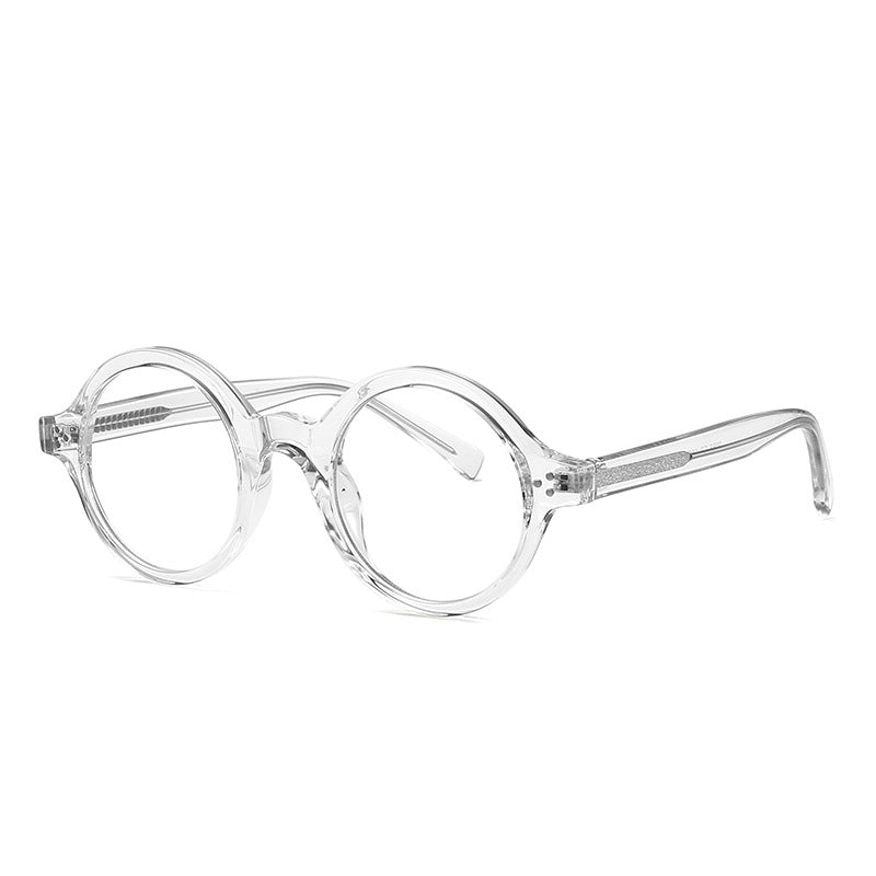 Triple Dot Round Blue Light Blocking Glasses in Crystal Clear