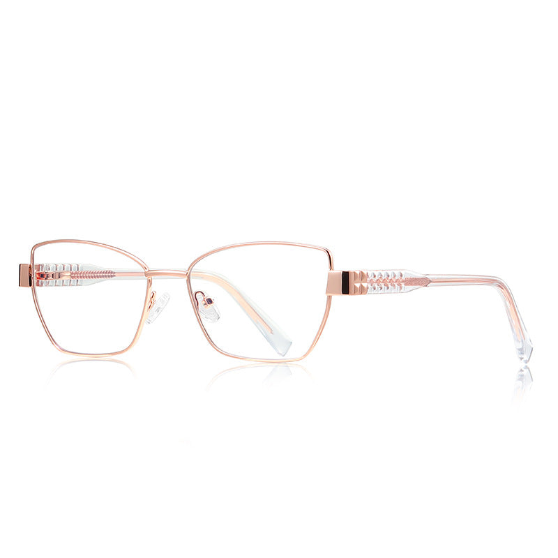 Pyramid Stud Butterfly Blue Light Blocking Glasses in Rose Gold & Clear