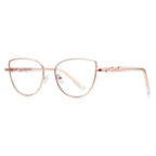 Twisted Temple Butterfly Blue Light Blocking Glasses in Rose Gold with Blush Pink Enamel Rim