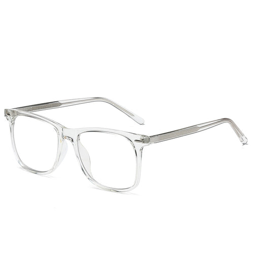 Classic Keyhole Square Blue Light Blocking Glasses in Crystal Clear