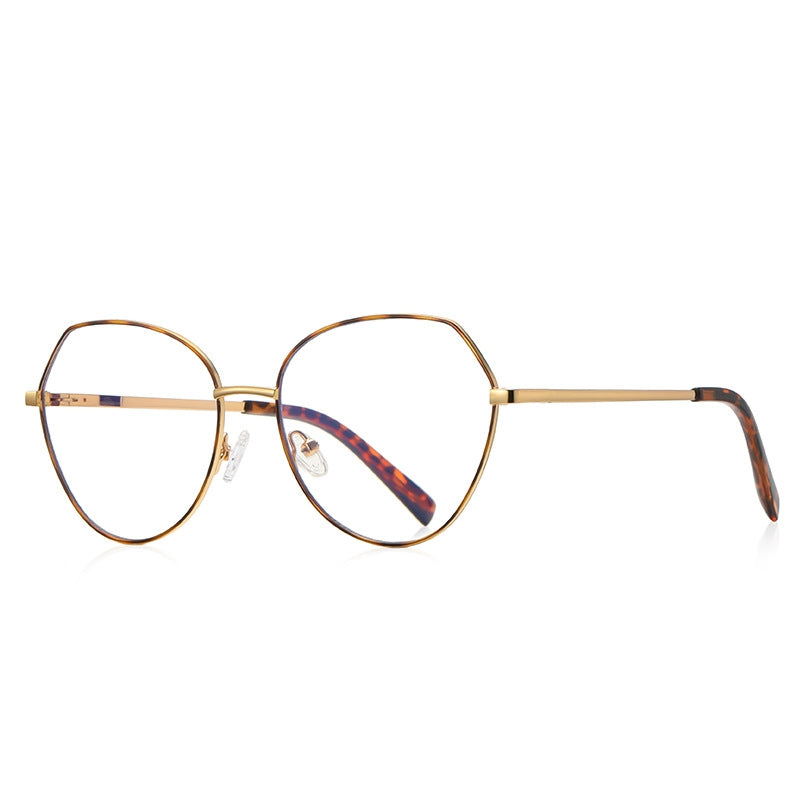 Enamel Brow Geometric Spring Hinge Blue Light Blocking Glasses in Rose Gold with Ivory Enamel Brow