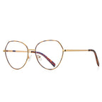 Enamel Brow Geometric Spring Hinge Blue Light Blocking Glasses in Rose Gold with Ivory Enamel Brow