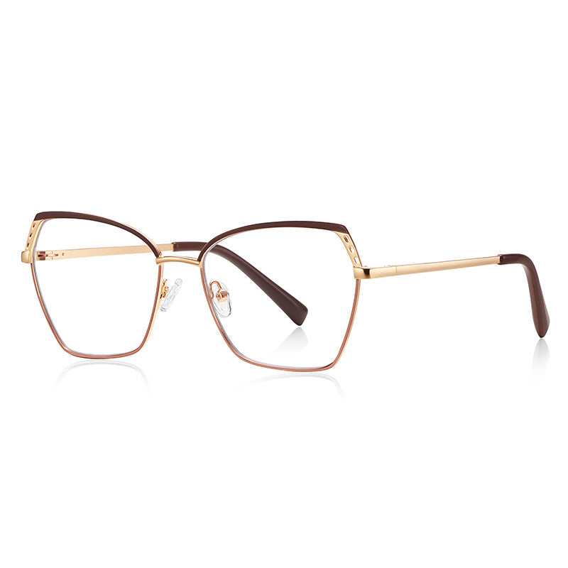 Perforated Wing Butterfly Blue Light Blocking Glasses in Rose Gold with Brown Wingtips