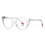 Contrast Tip Cat Eye Blue Light Blocking Glasses in Crystal Clear with Red Tips