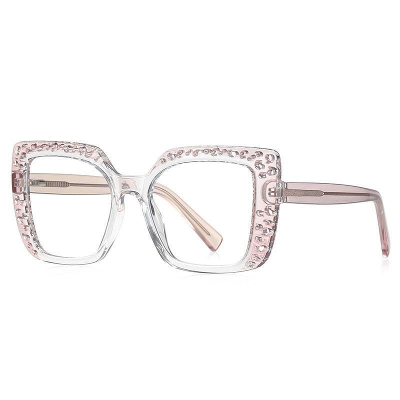 Perforated Square Blue Light Blocking Glasses in Crystal Clear