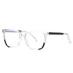 Colorblock Pyramid Stud Square Blue Light Blocking Glasses in Clear & Black