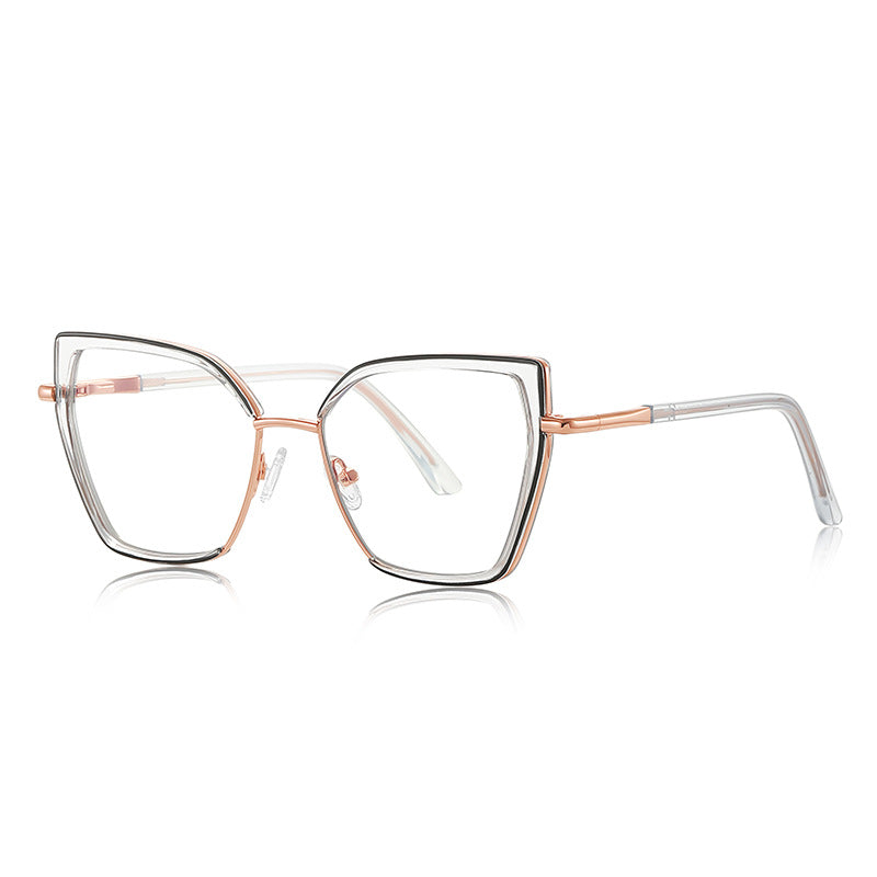 Windsor Rim Cat Eye Blue Light Blocking Glasses in Rose Gold & Crystal Clear