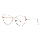 Contrast Brow Metal Cat Eye Blue Light Blocking Glasses in Rose Gold with Clear & White Contrast Brow