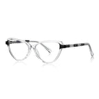 Diamond Quilted Cat Eye Blue Light Blocking Glasses in Crystal Clear