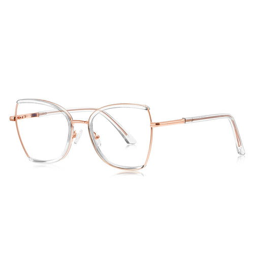 Acetate Liner Butterfly Blue Light Blocking Glasses in Rose Gold with Clear Liner