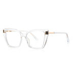 Greek Key Square Blue Light Blocking Glasses in Crystal Clear & Gold