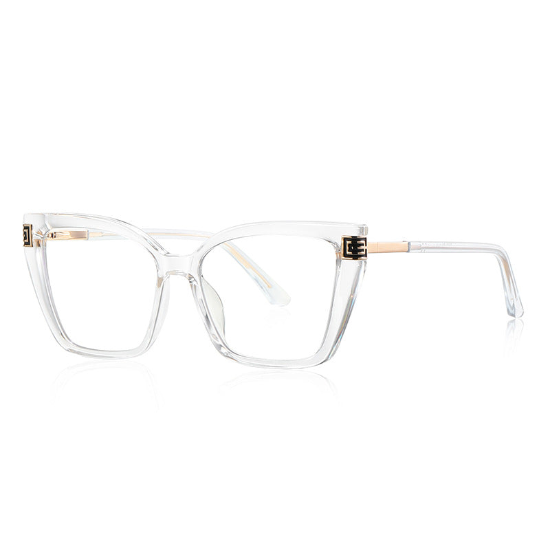 Greek Key Square Blue Light Blocking Glasses in Crystal Clear & Gold