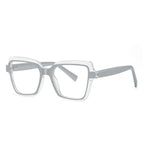 Layered Crystal Square Blue Light Blocking Glasses in Pearl Grey with Crystal Halo