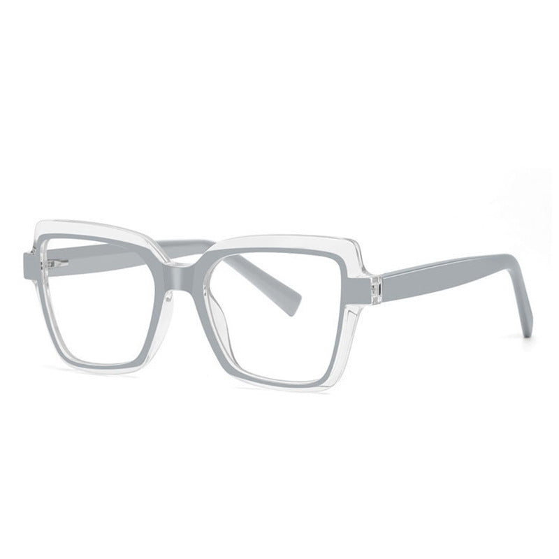 Layered Crystal Square Blue Light Blocking Glasses in Pearl Grey with Crystal Halo