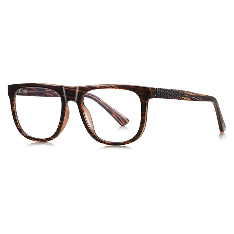 Herringbone Temple Square Blue Light Blocking Glasses in Translucent Ocean Blue