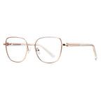 Enamel Rim Metal Square Blue Light Blocking Glasses in Rose Gold with Clear Temples