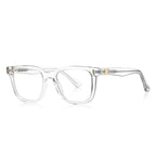 Ribbed Accent Square Blue Light Blocking Glasses in Crystal Clear