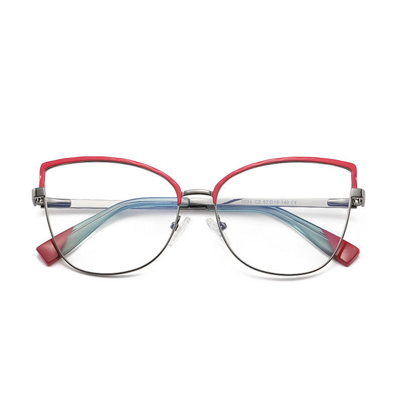 Bicolor Brow Butterfly Blue Light Blocking Glasses in Black & Crimson Red