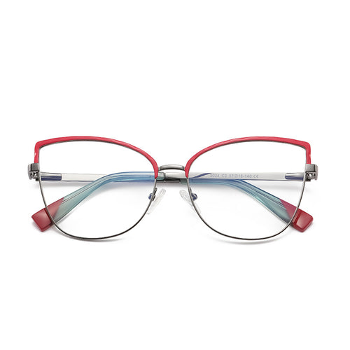 Bicolor Brow Butterfly Blue Light Blocking Glasses in Black & Crimson Red