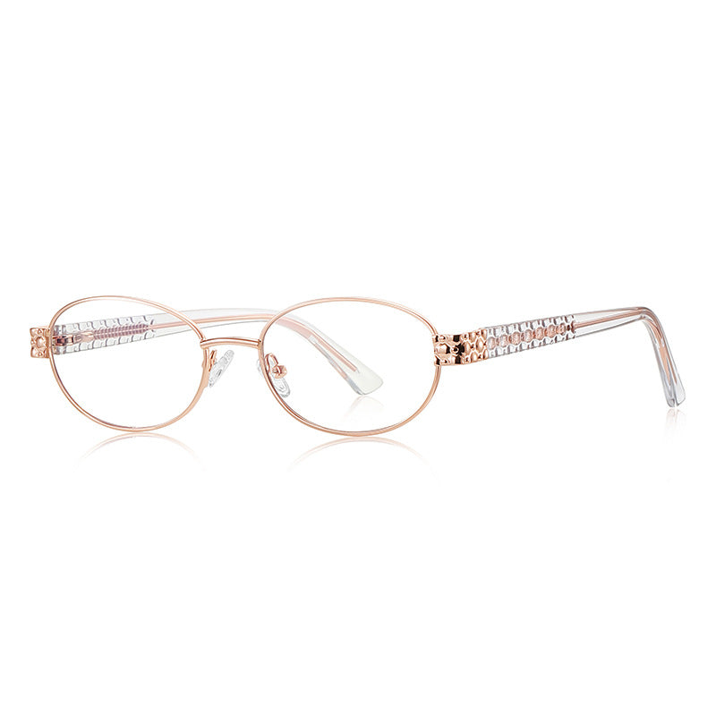 Filigree Metal Oval Blue Light Blocking Glasses in Rose Gold &amp; Clear