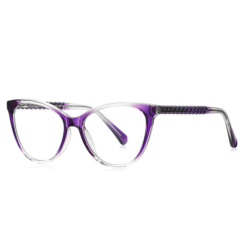 Cable Link Cat Eye Blue Light Blocking Glasses in Purple & Clear Gradient