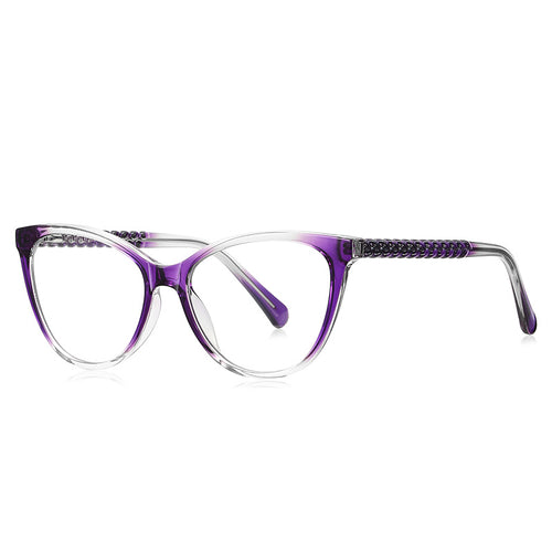 Cable Link Cat Eye Blue Light Blocking Glasses in Purple & Clear Gradient