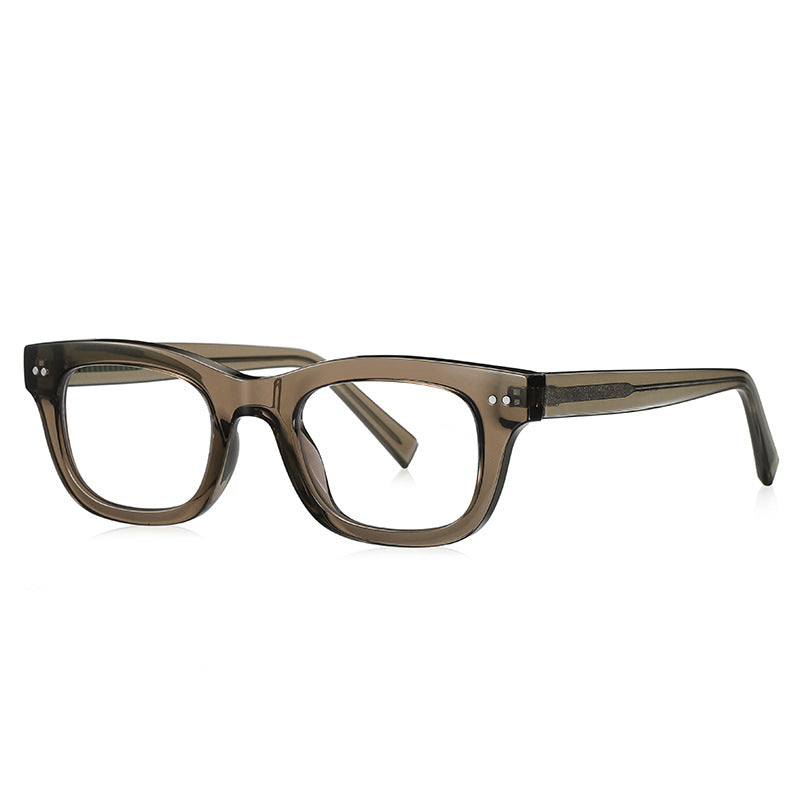 Vintage Keyhole Square Blue Light Blocking Glasses in Translucent Olive Brown