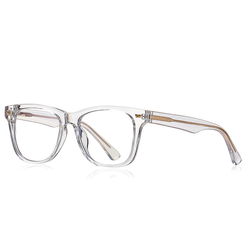 Crown Rivet Square Blue Light Blocking Glasses in Crystal Clear