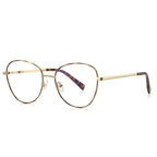 Gradient Rim Metal Round Blue Light Blocking Glasses in Gold Metal with Tortoiseshell to Gold Gradient Rim