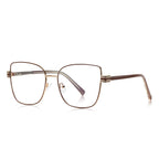 Multi-Groove Hinge Butterfly Square Blue Light Blocking Glasses in Tortoiseshell Brown & Gold